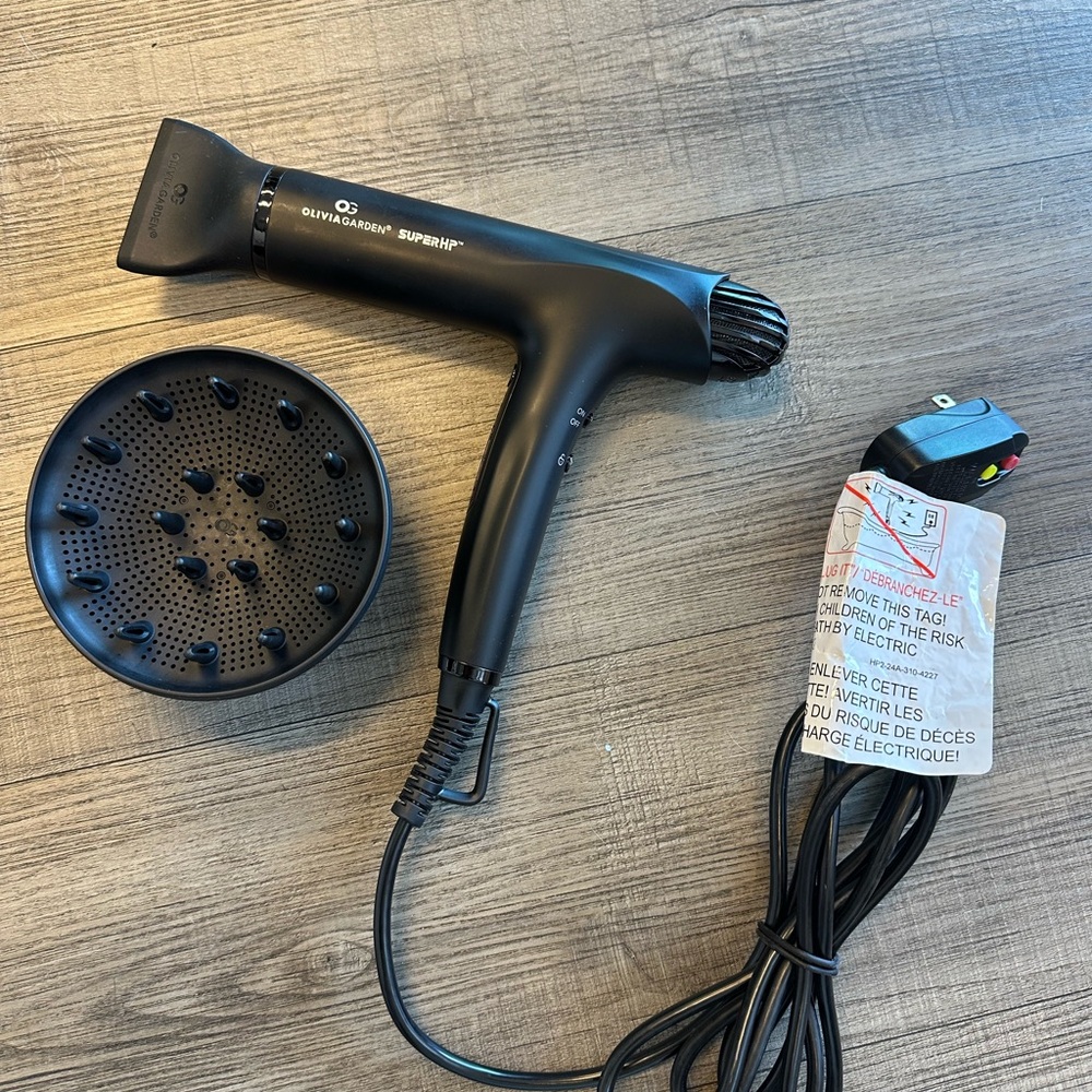 Olivia Garden Professional Super HP Black Hair Dryer with Bag